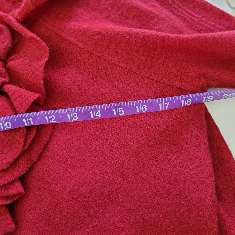 Verve red 100% wool cardigan sweater - Picture 6 of 10